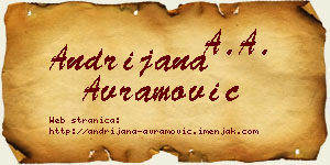 Andrijana Avramović vizit kartica